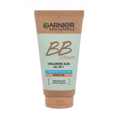 Garnier Skin Naturals BB Cream Hyaluronic Aloe All-In-1 SPF25 50 ml sjednocující a zmatňující bb krém pro smíšenou až mastnou pleť pro ženy Medium