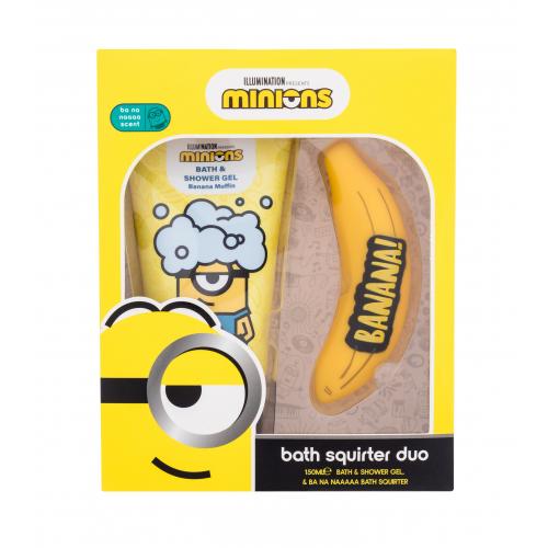 Minions Bath Squirter Duo dárková kazeta pro děti sprchový gel Minions Bath & Shower Gel Banana Muffin 150 ml + hračka do koupele
