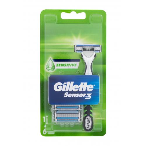 Gillette Sensor3 Sensitive holicí strojek se 6 náhradními hlavicemi pro muže holicí strojek + 5 ks náhradních břitů