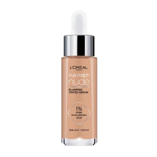 L'Oréal Paris True Match Nude Plumping Tinted Serum 30 ml tónující sérum s 1% kyseliny hyaluronové pro ženy 3-4 Light-Medium
