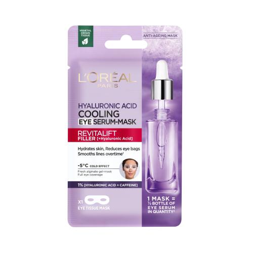 L'Oréal Paris Revitalift Filler HA Cooling Tissue Eye Serum-Mask 11 g omlazující oční maska s chladivým efektem pro ženy
