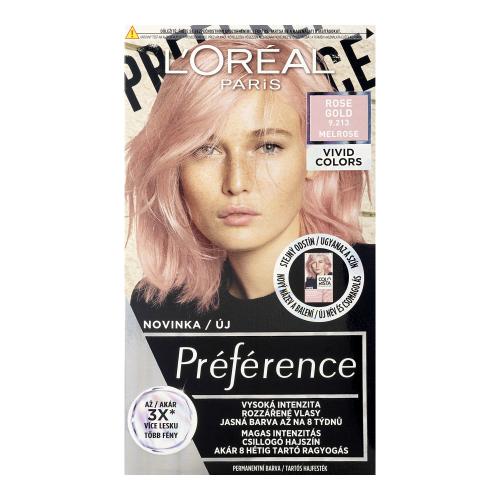 L'Oréal Paris Préférence Vivid Colors 60 ml barva na vlasy pro ženy 9,213 Rose Gold