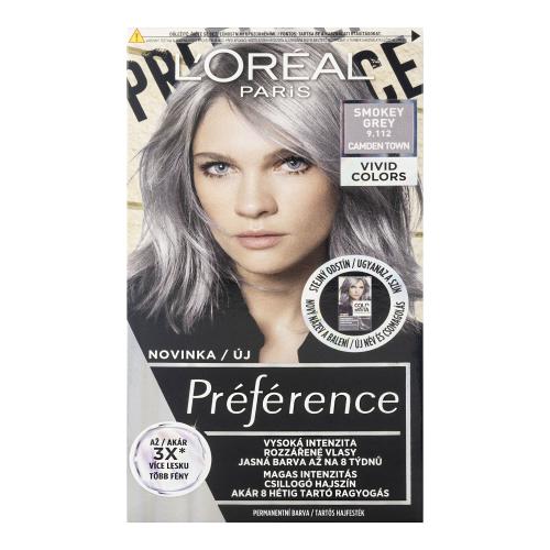 L'Oréal Paris Préférence Vivid Colors 60 ml barva na vlasy pro ženy 9,112 Smokey Grey