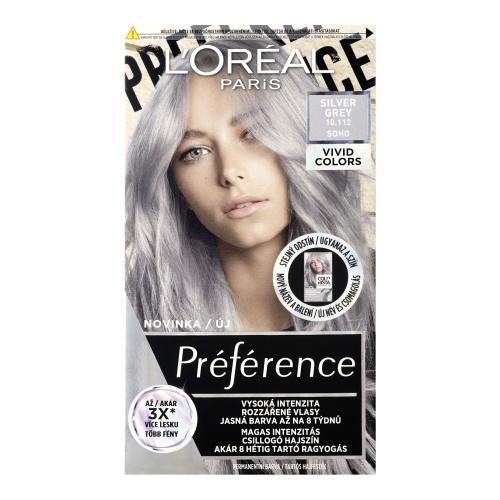 L'Oréal Paris Préférence Vivid Colors permanentní barva na vlasy 10.112 Soho - Silver Grey, 60+90+54 ml