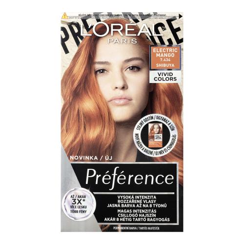 L'Oréal Paris Préférence Vivid Colors 60 ml barva na vlasy pro ženy 7.434 Electric Mango