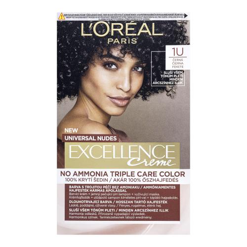 L'Oréal Paris Excellence Creme Triple Protection No Ammonia 48 ml barva na vlasy pro ženy 1U Black