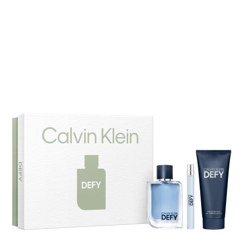 Calvin Klein Defy dárková kazeta pro muže toaletní voda 100 ml + toaletní voda 10 ml + sprchový gel 100 ml