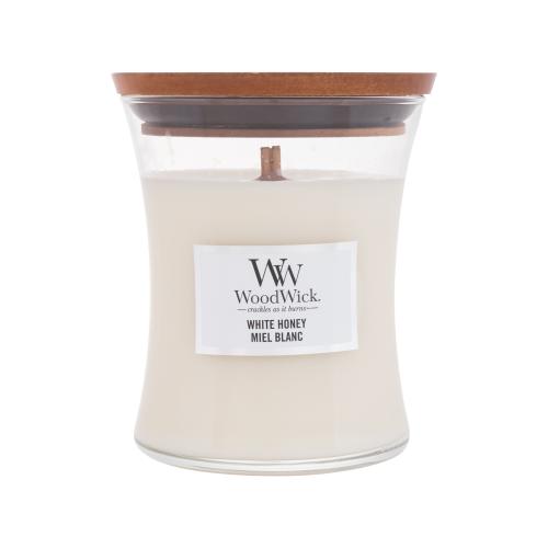 Woodwick White Honey Miel Blanc vonná svíčka s dřevěným knotem 275 g