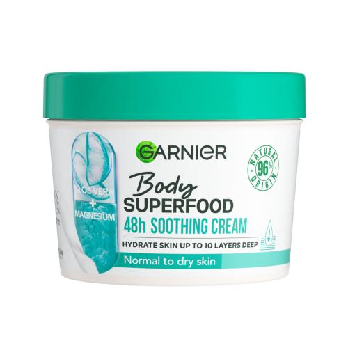 Garnier Body Superfood 48h Soothing Cream Aloe Vera + Magnesium 380 ml zklidňující tělový krém pro normální a suchou pokožku pro ženy