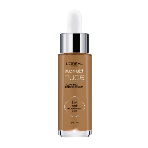 L'Oréal Paris True Match Nude Plumping Tinted Serum 30 ml tónující sérum s 1% kyseliny hyaluronové pro ženy 6-7 Tan