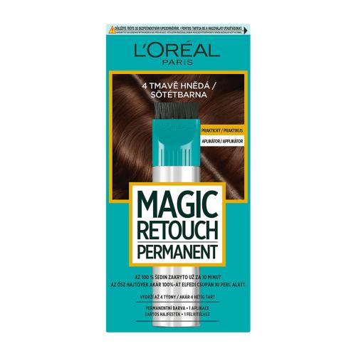 L’Oréal Paris Magic Retouch Permanent tónovací barva na odrosty s aplikátorem odstín 4 DARK BROWN 1 ks