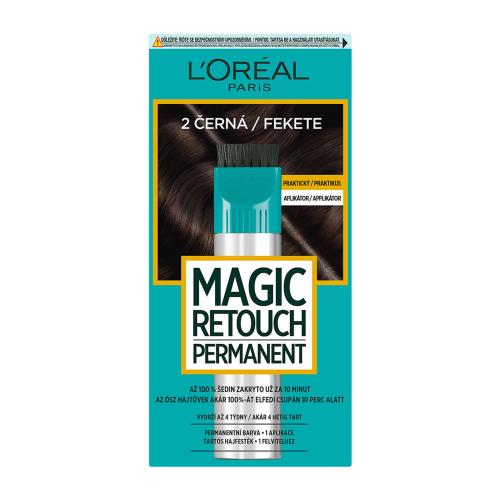 L’Oréal Paris Magic Retouch Permanent tónovací barva na odrosty s aplikátorem odstín 2 BLACK 1 ks