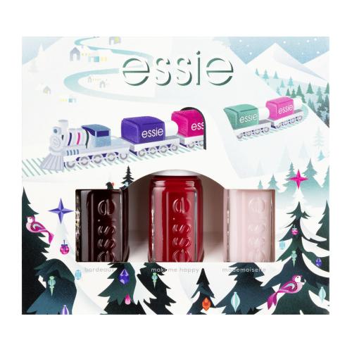 Essie Nail Polish Christmas Mini Trio Pack dárková kazeta pro ženy lak na nehty 5 ml + lak na nehty 5 ml Maki Me Happy + lak na nehty 5 ml Mademoiselle Bordeaux