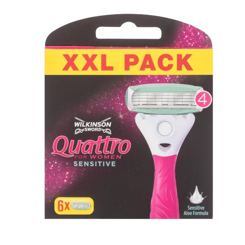 Wilkinson Sword Quattro For Women Sensitive náhradní břit náhradní břit 6 ks pro ženy