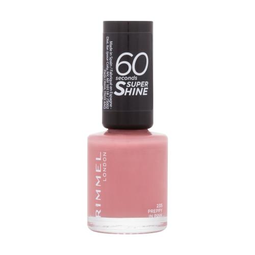 Rimmel London 60 Seconds Super Shine 8 ml rychleschnoucí lak na nehty pro ženy 235 Preppy In Pink
