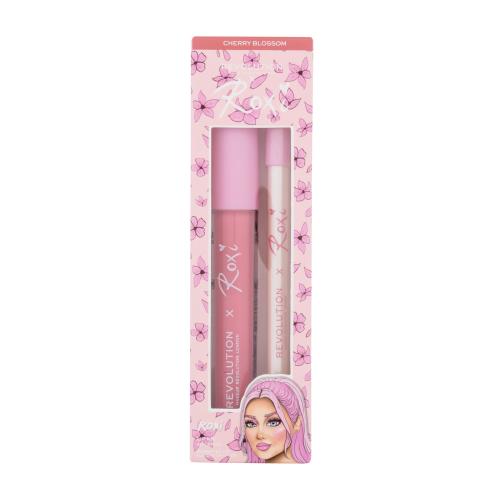 Makeup Revolution London x Roxi Lip Kit dárková kazeta pro ženy lesk na rty X Roxi 3 ml + konturovací tužka na rty X Roxi 1 g Cherry Blossom