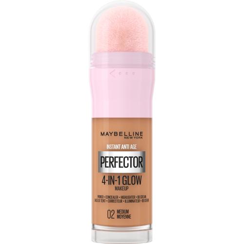 Maybelline Instant Anti-Age Perfector 4-In-1 Glow 20 ml rozjasňující tekutý make-up s houbičkou pro ženy 02 Medium