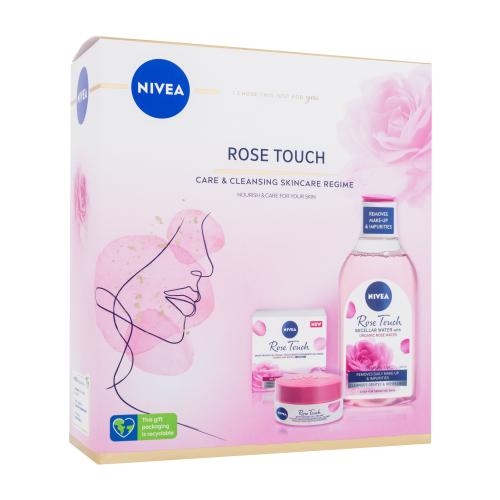 Nivea Rose Touch Care & Cleansing Skincare Regime dárková kazeta denní pleťový gel-krém Rose Touch 50 ml + micelární voda Rose Touch 400 ml