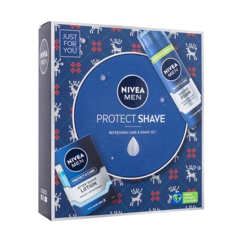 Nivea Men Protect Shave dárková kazeta voda po holení Men Protect & Care 100 ml + pěna na holení Men Protect & Care 200 ml pro muže
