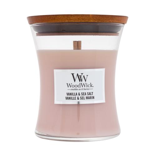 Woodwick Vanilla & Sea Salt vonná svíčka s dřevěným knotem 275 g