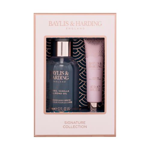 Baylis & Harding Jojoba, Vanilla & Almond Oil Signature Collection dárková kazeta tělový spray Jojoba, Vanilla & Almond Oil 95 ml + lesk na rty 12 ml