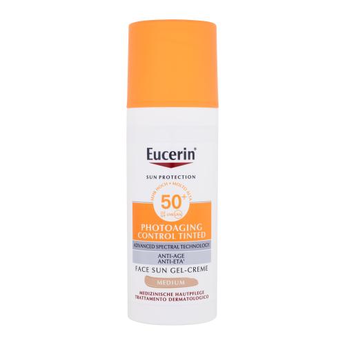 Eucerin Sun Protection Photoaging Control Tinted Gel-Cream SPF50+ 50 ml opalovací přípravek na obličej pro ženy Medium proti vráskám
