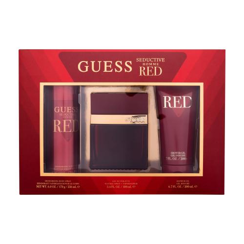 GUESS Seductive Homme Red dárková kazeta pro muže toaletní voda 100 ml + deodorant 226 ml + sprchový gel 200 ml