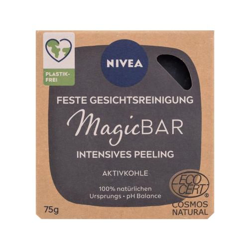 Nivea Magic Bar Exfoliating Active Charcoal 75 g hloubkově čisticí a exfoliační pleťové mýdlo s aktivním uhlím pro ženy