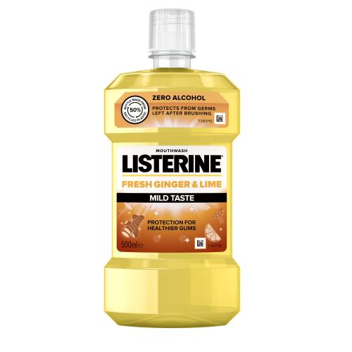 Listerine Fresh Ginger & Lime Mild Taste Mouthwash 500 ml ustní voda bez alkoholu pro zdravé dásně unisex