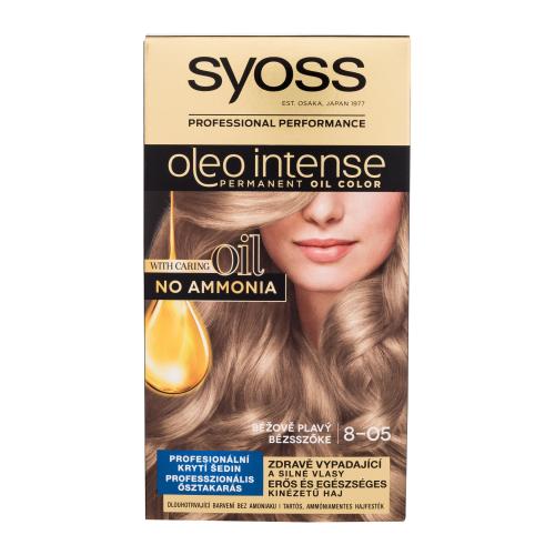 Syoss Oleo Intense Permanent Oil Color 50 ml permanentní olejová barva na vlasy bez amoniaku pro ženy 8-05 Beige Blond