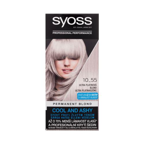 Syoss Permanent Coloration Permanent Blond 50 ml permanentní barva na vlasy pro ženy 10-55 Ultra Platinum Blond