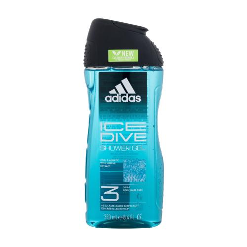 Adidas Ice Dive Shower Gel 3-In-1 New Cleaner Formula 250 ml osvěžující sprchový gel pro muže