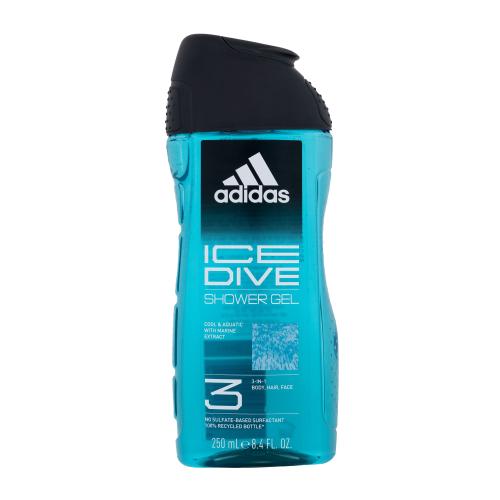 Adidas Ice Dive Shower Gel 3-In-1 250 ml osvěžující sprchový gel pro muže
