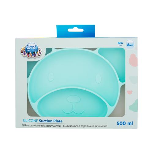 Canpol babies Silicone Suction Plate Turquoise 500 ml silikonový talíř s přísavkou pro děti