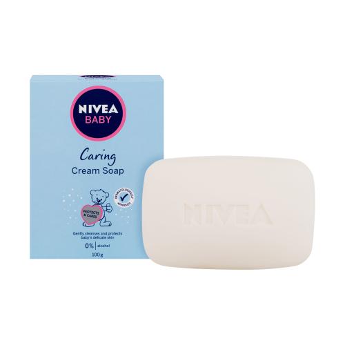 Nivea Baby Caring Cream Soap 100 g tuhé mýdlo pro děti poškozená krabička