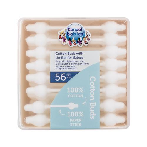 Canpol babies Cotton Buds With Limiter 56 ks vatové tyčinky s omezovačem pro děti