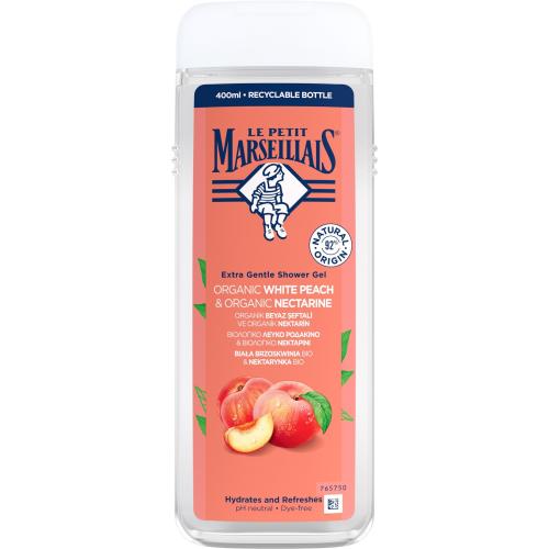 Le Petit Marseillais Extra Gentle Shower Gel Organic White Peach & Organic Nectarine 400 ml hydratační a osvěžující sprchový gel unisex