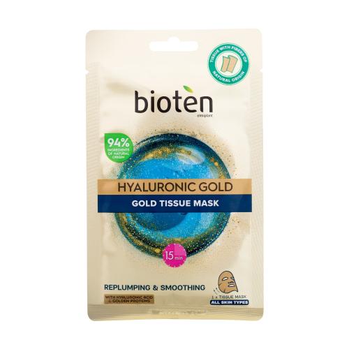Bioten Hyaluronic Gold Tissue Mask 25 ml textilní maska s kyselinou hyaluronovou a zlatými proteiny pro ženy