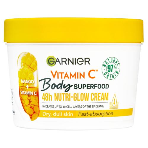 Garnier Body Superfood 48h Nutri-Glow Cream Vitamin C 380 ml vyživující a rozjasňující tělový krém pro ženy