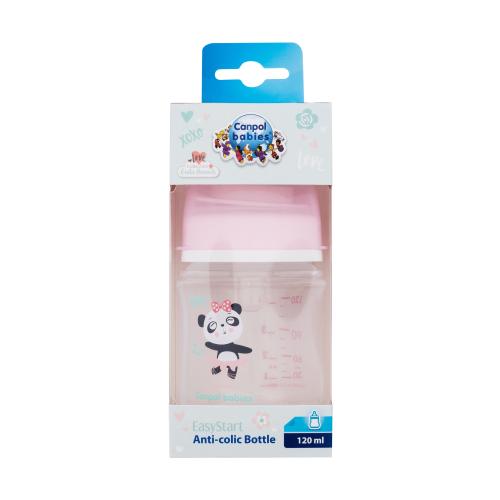 Canpol babies Exotic Animals Easy Start Anti-Colic Bottle Pink 0m+ 120 ml kojenecká lahev pro děti