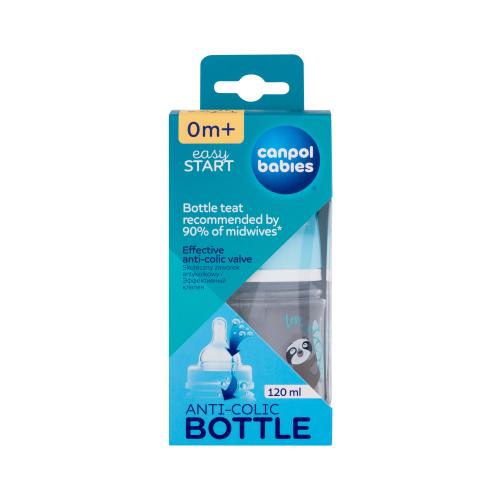 Canpol babies Exotic Animals Easy Start Anti-Colic Bottle Blue 0m+ 120 ml kojenecká lahev pro děti