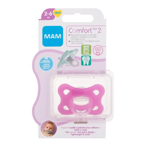 MAM Comfort 2 Silicone Pacifier 2-6m Pink 1 ks silikonový dudlík pro děti
