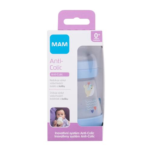 MAM Easy Start Anti-Colic 0m+ Blue 160 ml kojenecká láhev pro novorozence na mateřské mléko a umělou výživu pro děti
