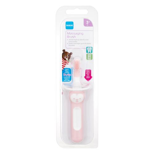 MAM Baby´s Brush Massaging Brush 3m+ Pink 1 ks kartáček pro masírování dásní a čištění prvních zoubků pro děti