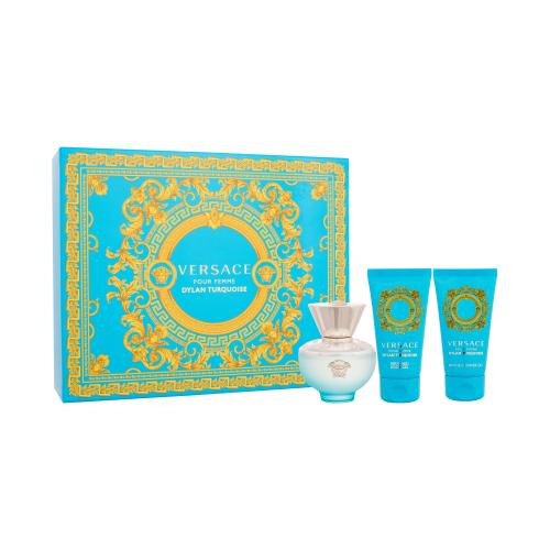 Versace Pour Femme Dylan Turquoise dárková kazeta pro ženy toaletní voda 50 ml + sprchový gel 50 ml + tělový gel 50 ml
