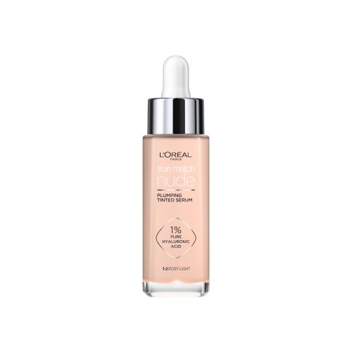 L'Oréal Paris True Match Nude Plumping Tinted Serum 30 ml tónující sérum s 1% kyseliny hyaluronové pro ženy 1-2 Rosy Light