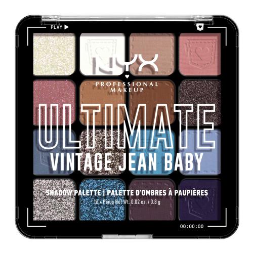 NYX Professional Makeup Ultimate Shadow Palette oční stíny odstín Vintage Jean Baby 16 ks