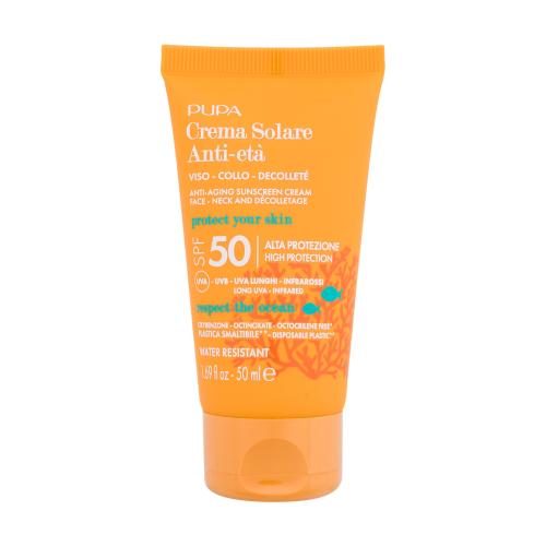 Pupa Sunscreen Anti-Aging Cream SPF50 50 ml voděodolný opalovací krém na obličej proti stárnutí pleti unisex