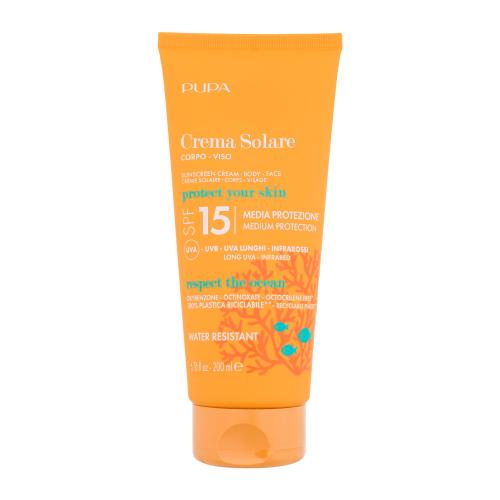 Pupa Sunscreen Cream SPF15 200 ml voděodolný opalovací krém na tělo i obličej unisex