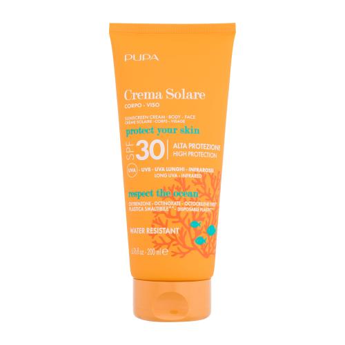 Pupa Sunscreen Cream SPF30 200 ml voděodolný opalovací krém na tělo i obličej unisex
